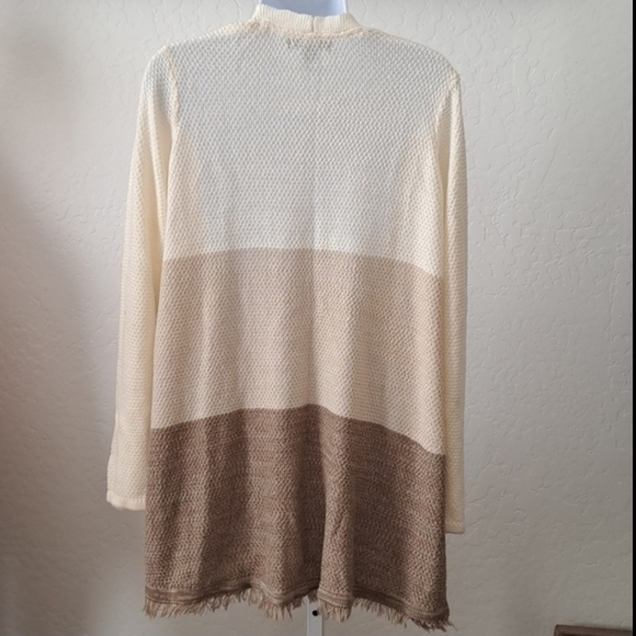Style & Co Ombre Sweater Open Front Fringe Accent Size Medium - Picture 4 of 10
